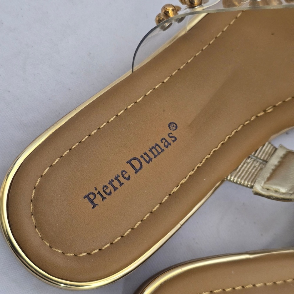 Pierre Dumas Sense-2 Gold Studded Clear Strap Slide Sandals Womens 9 - Picture 5 of 6